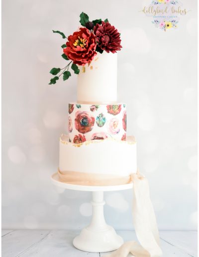 Wedding Cake - Sugar Blooms - Printed tier -