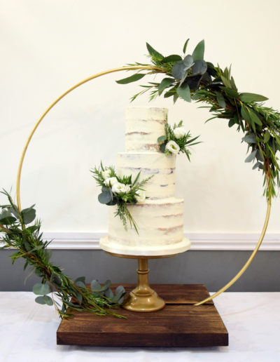 Wedding cake - Semi Naked buttercream finish - Greens and Whites