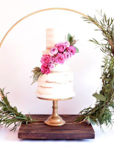 Wedding Cake - Lewtrenchard - Semi Naked - Fresh Florals