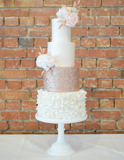 Wedding Cake - SeWedding Cake - The Green - Dollybird Bakes - Textured fondant with sugar blooms