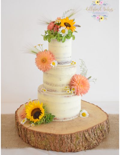 Wedding Cake - Semi Naked - Fresh blooms - The Green