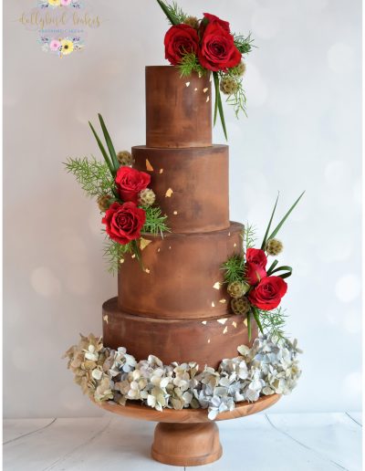 Wedding Cake - Chocolate Ganache Finish - Roses