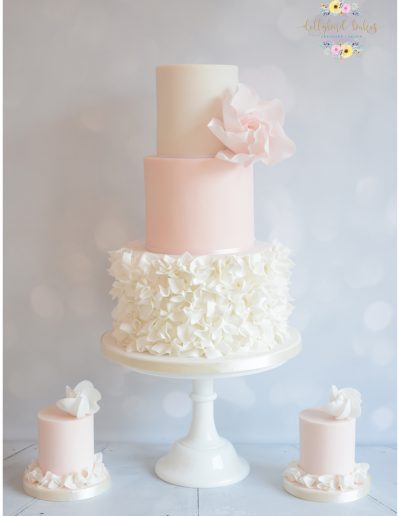 Wedding Cake - Textured fondant finish - Sugar Blooms