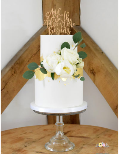 Wedding Cake - Nancarrow Farm - White / Gold with Peony