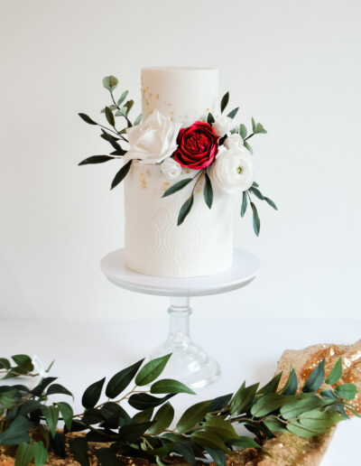 Gallery - Luxury Wedding Cake - Luxury Wedding Cake - Two tier wedding cake decorated with sugar blooms and foliage