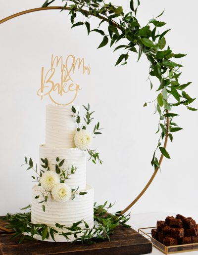 Luxury wedding cake Cornwall - Dollybird Bakes - Three tier textured buttercream wedding cake - Fresh florals - at The Green Cornwall